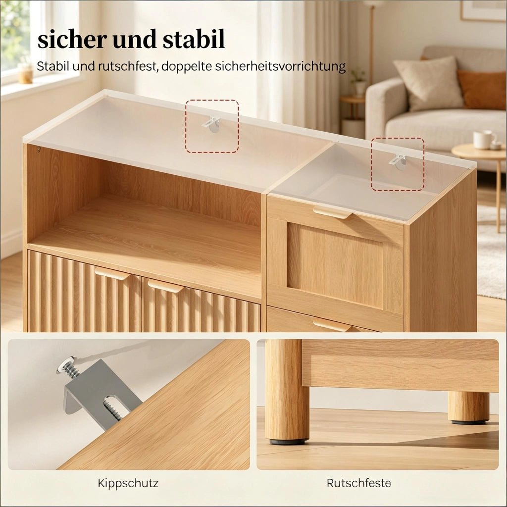 SIDEBOARD con ripiani regolabili 90x35x80 cm Effetto legno