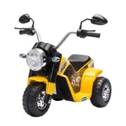 Moto Elettrica per Bambini a 3 Ruote con Luci e Suoni, Batteria Ricaricabile 6V, Velocità 2 km/h, per Bimbi da 18-36 Mesi, 72cmx57cmx56cm Gialla