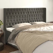 Testiera ad Orecchio-Testata con Orecchie GrigioScuro 203x16x118/128cm in Velluto 470983