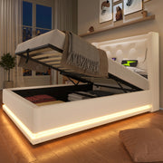 DESMIU Letto contenitore letto singolo 1 posto con USB, Type-C e LED regolabile 90 × 200 cm, senza materasso