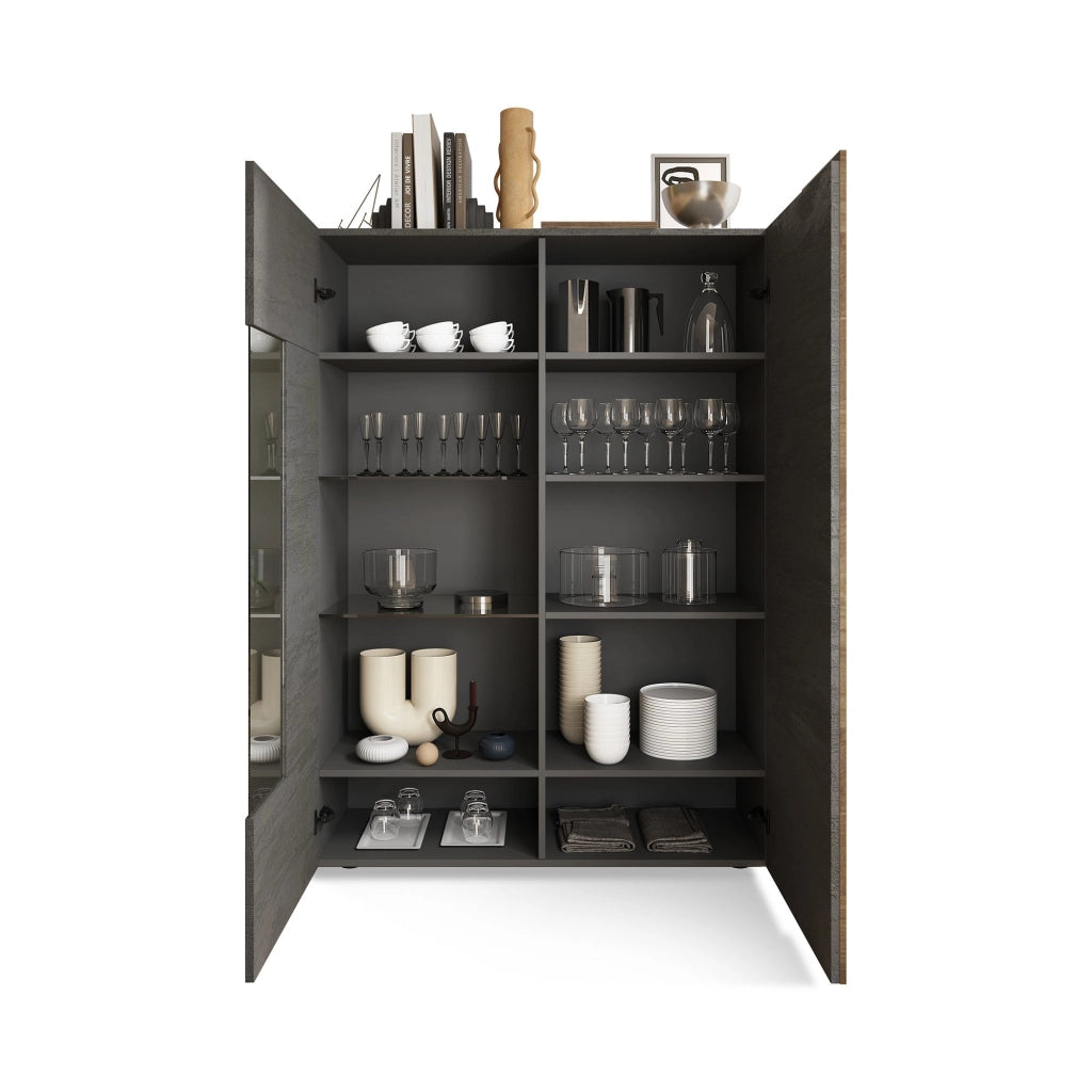 Mobile Espositore Valdagno, Vetrina 8 Ripiani, 121x44x169h cm Marrone Noce