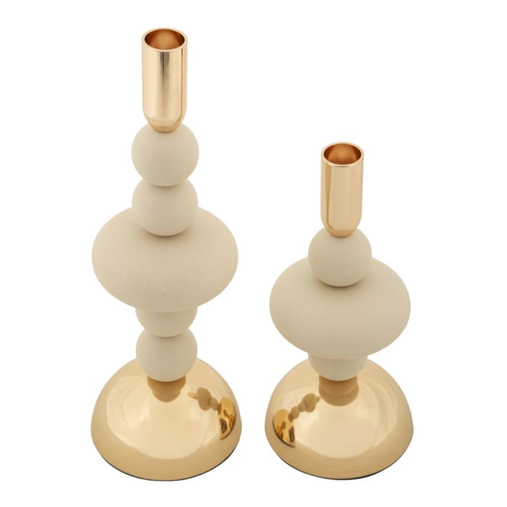 Portacandela VKH925, Beige, Acciaio, 10x10x30 cm