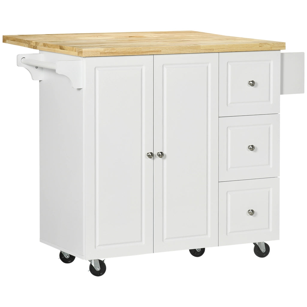 Tavolo da cucina allungabile con cassetti e ripiano pieghevole ¨C zephmum ¨C bianco 111.5x75x89 cm