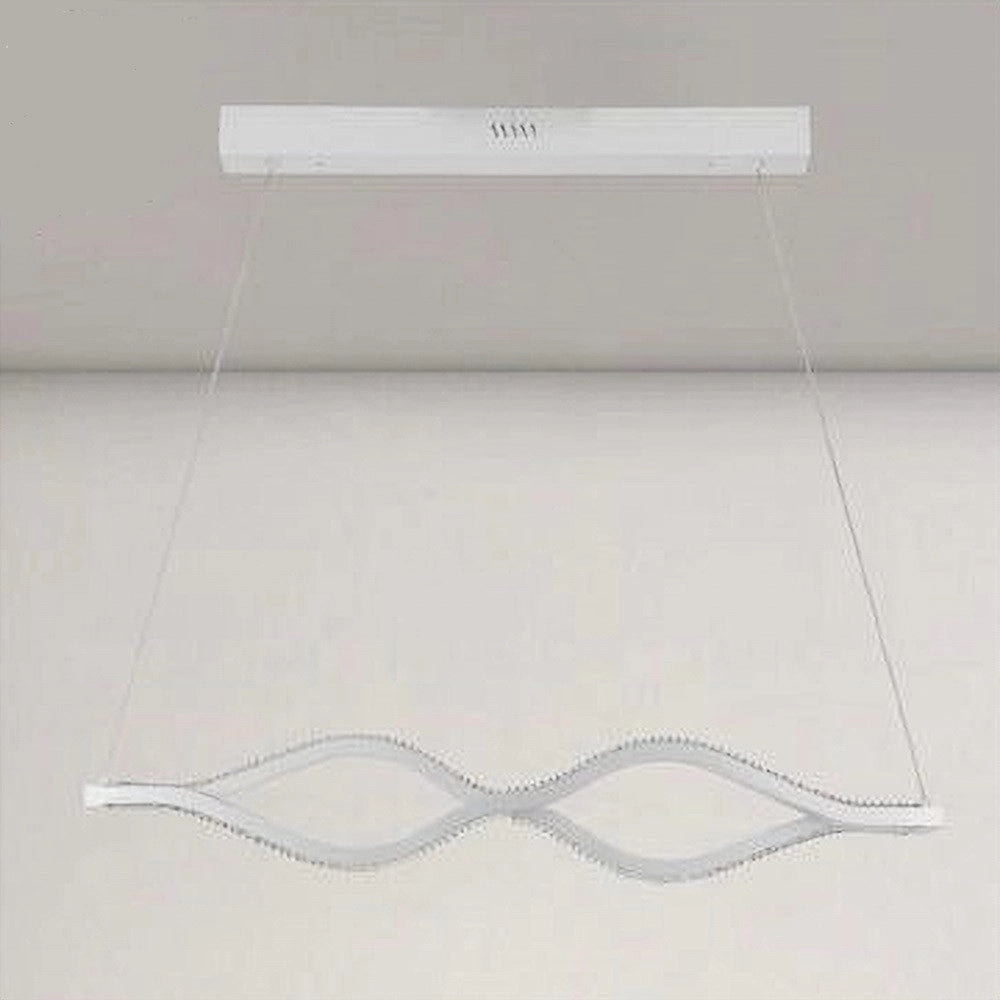 Trade Shop - Lampadario A Sospensione Led 58 W Onda Infinito Cristallo Ondulato Bianco 32125 -