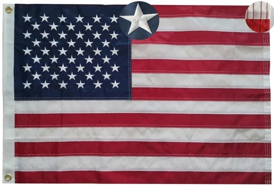 Vela Americana 60 x 90 cm - Vela Premium - Resistente all'Uso - Nylon - Stelle Ricamate - Occhielli in Ottone - Ideale Regalo