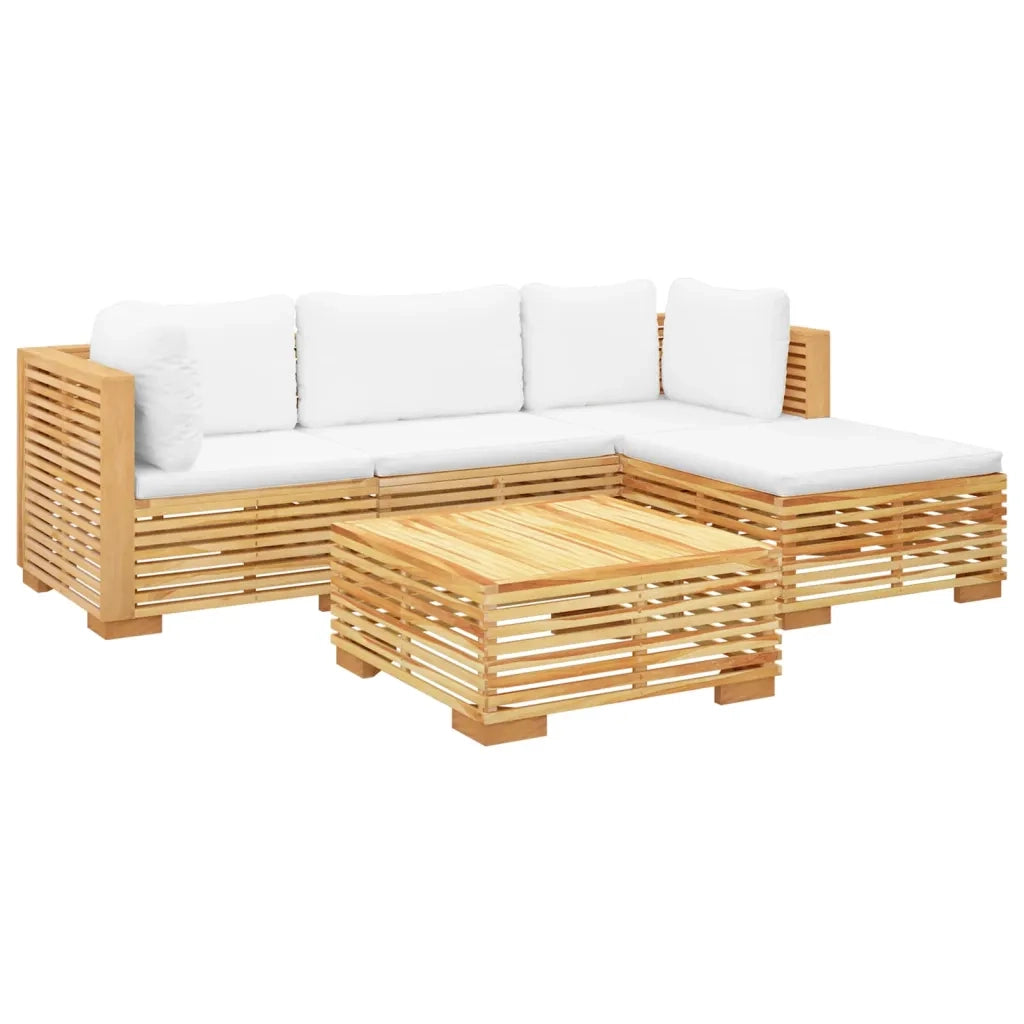 Set Divani da Giardino 5 pz con Cuscini Legno Massello di Teak 3100913