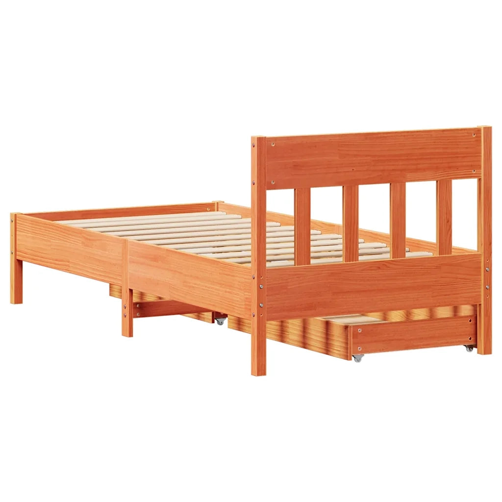 Letto senza Materasso Marrone Cera 90x190 cm in Legno di Pino 3301889