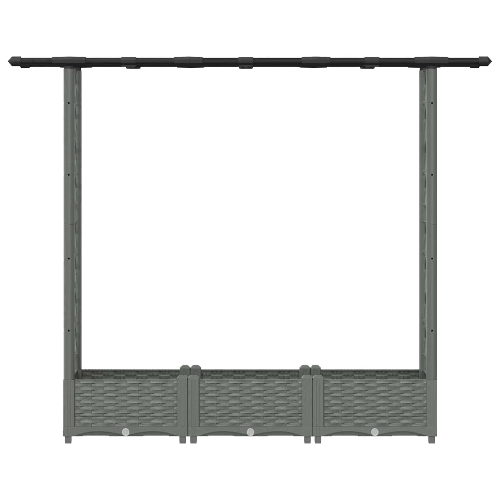 Letto Rialzato con Griglia e Tetto Grigio chiaro PP 42032588