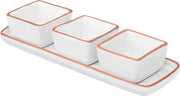 Set di piatti per servire in ceramica bianca