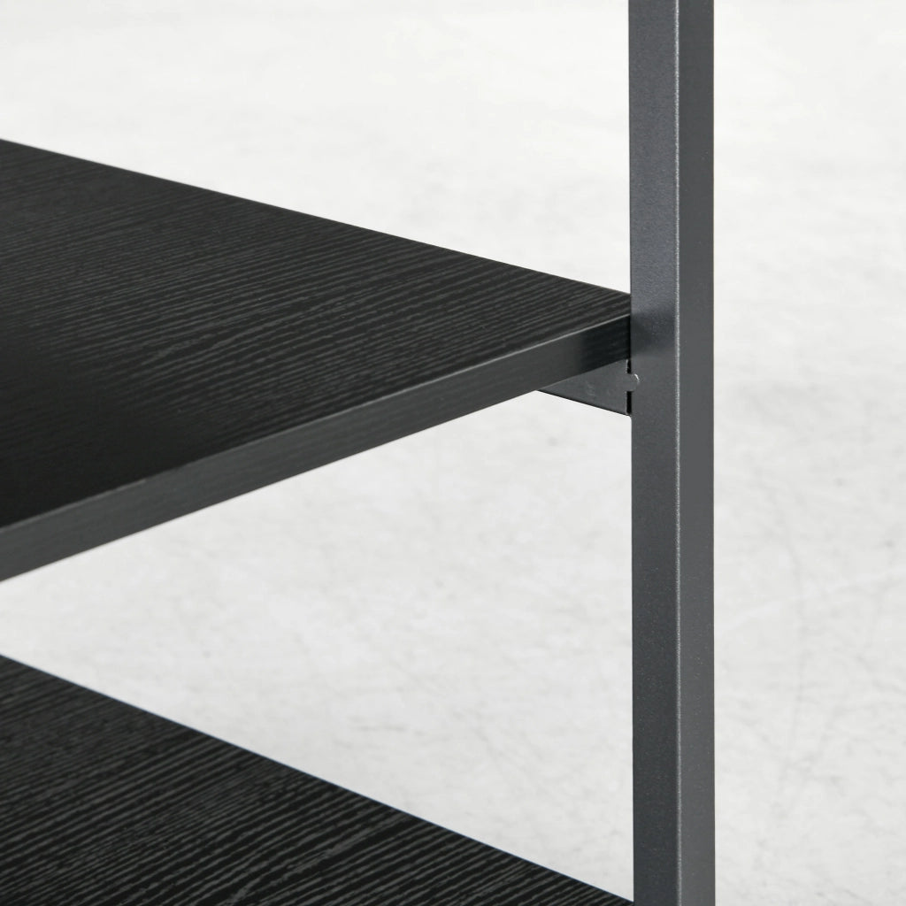 Carrello Porta Stampante a 3 Ripiani 50x50x52,5 cm con 4 Ruote in Legno e Acciaio Nero