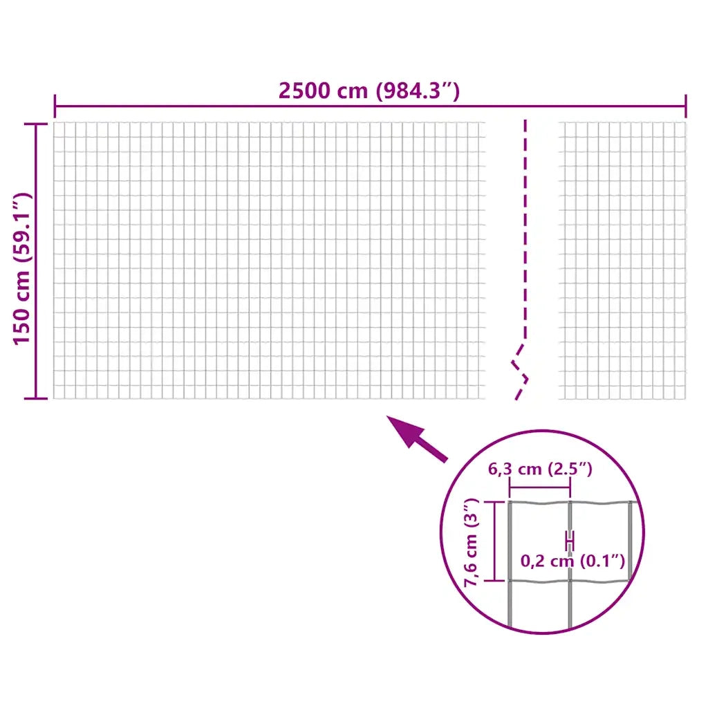 Recinzione Europea in Acciaio 25 x 1,5 m Verde 140593