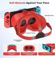 Adatto per VR-headset Nintendo Switch e modelli OLED, occhiali VR con lenti HD regolabili, cintura confortevole, Adatto per gaming VR 3D Nintendo Switch OLED, adatto per bambini ragazzi-Rosso