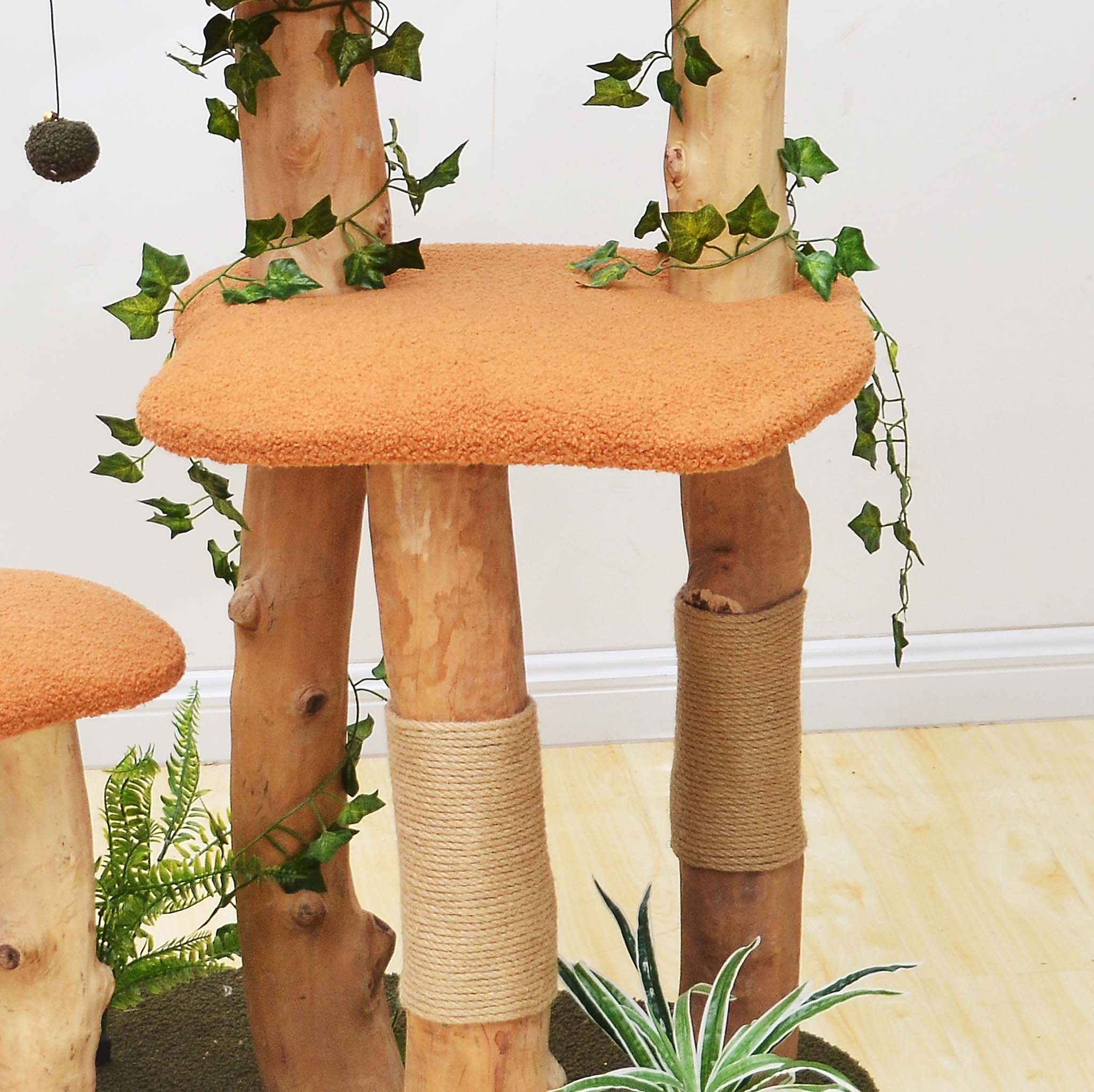 Fudajo Albero tiragraffi con effetto pianta 154 cm pelliccia e legno pero