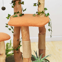 Fudajo Albero tiragraffi con effetto pianta 154 cm pelliccia e legno pero