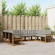 Set di divani da esterno 9 pcs Grigio Naturale e Chiaro