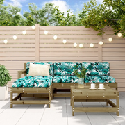 Set Divani da Giardino 5pz con Cuscini Legno Impregnato di Pino 3186059