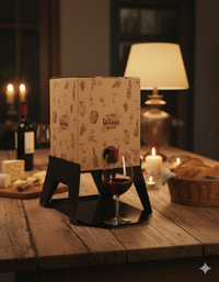 Supporto per Contenitore Vino 10 cm Bag 3L con Vassoio in Ferro Alluminato Lisa Luxury Bacco Nero