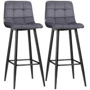 set da 2 sgabelli da bar con poggiapiedi in stile retrò 42 cm x 47 cm x 105 cm Grigio