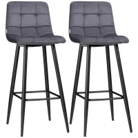 set da 2 sgabelli da bar con poggiapiedi in stile retrò 42 cm x 47 cm x 105 cm Grigio