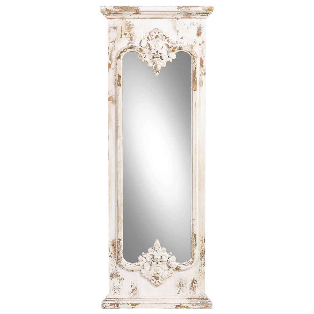 Specchio da parete bianco invecchiato 55x5,5x149h cm