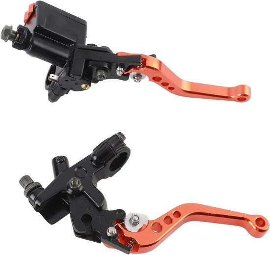 Set di manubri per motocicletta regolabili con leva del cambio e del freno in alluminio CNC con serbatoio per sterzo da 22 mm (arancione)