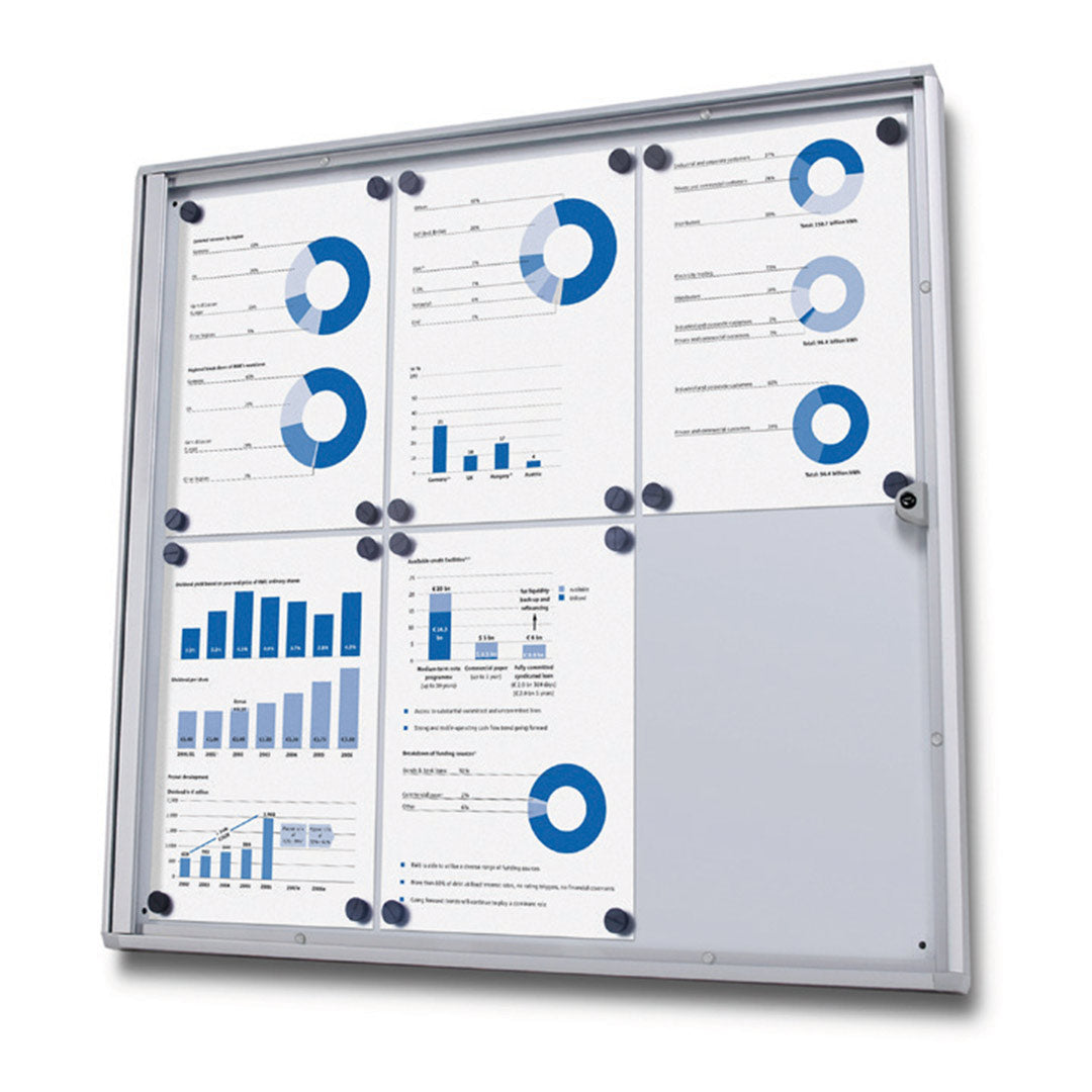 Bacheca con Anta Battente 71,1x65,5x2,6 cm in Alluminio Grigio Chiaro