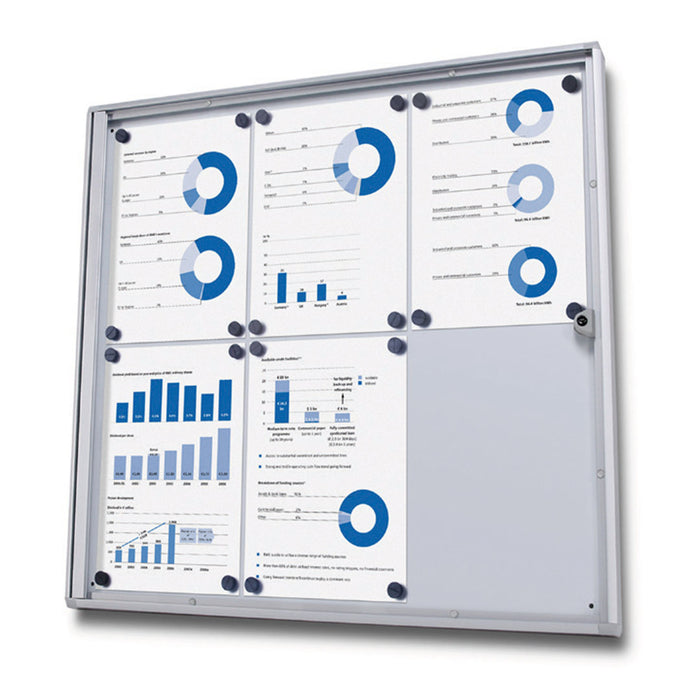 Bacheca con Anta Battente 71,1x65,5x2,6 cm in Alluminio Grigio Chiaro