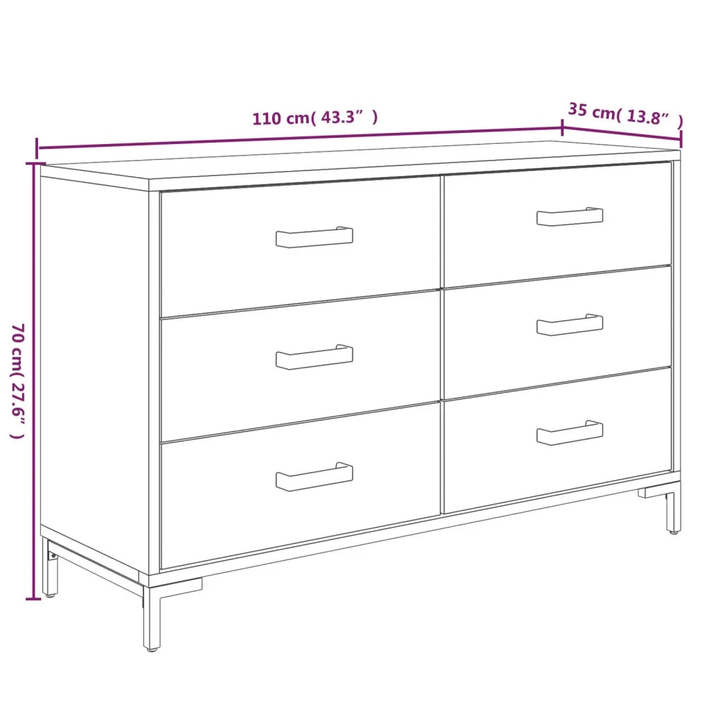 Credenza Marrone 110x35x70 cm in Legno Massello di Pino 349921