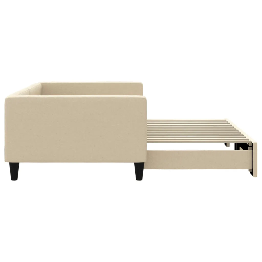 Divano Letto con Letto Estraibile Crema 100x200 cm in Tessuto 3196587