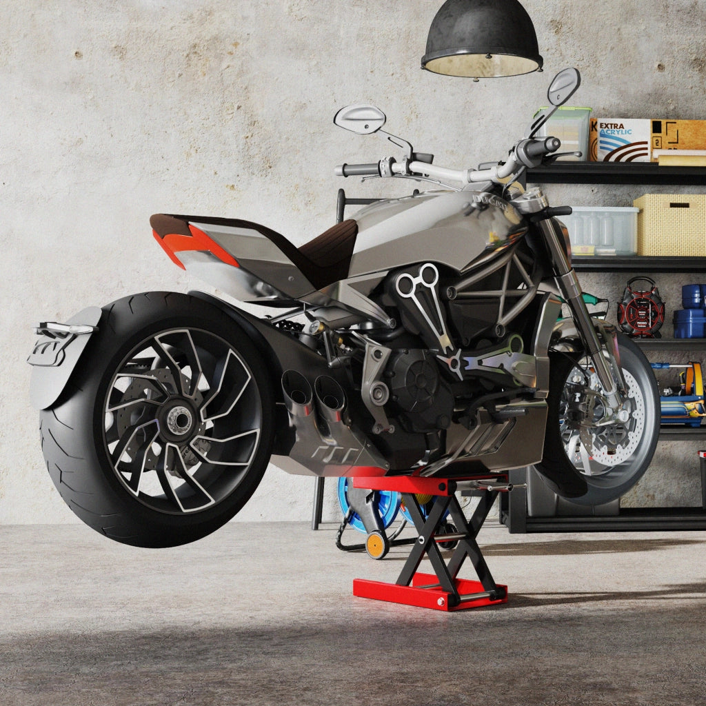 Piattaforma Elevatrice a Forbice per Moto 500 kg ¨C zephmum ¨C Nero e Rosso 41.5x23.5x10-37 cm