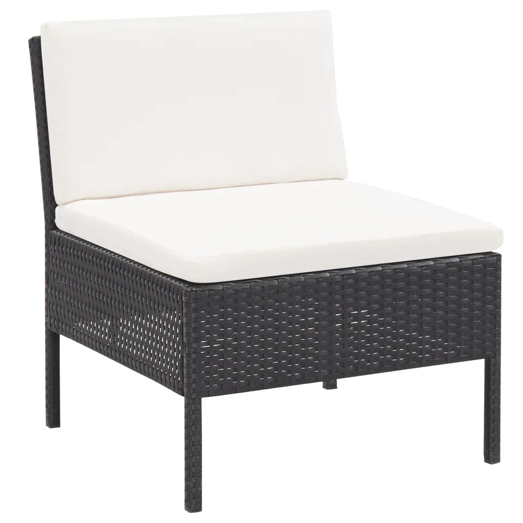 Set Divani da Giardino 3 pz | Set Salotto da Giardino con Cuscini in Polyrattan Nero