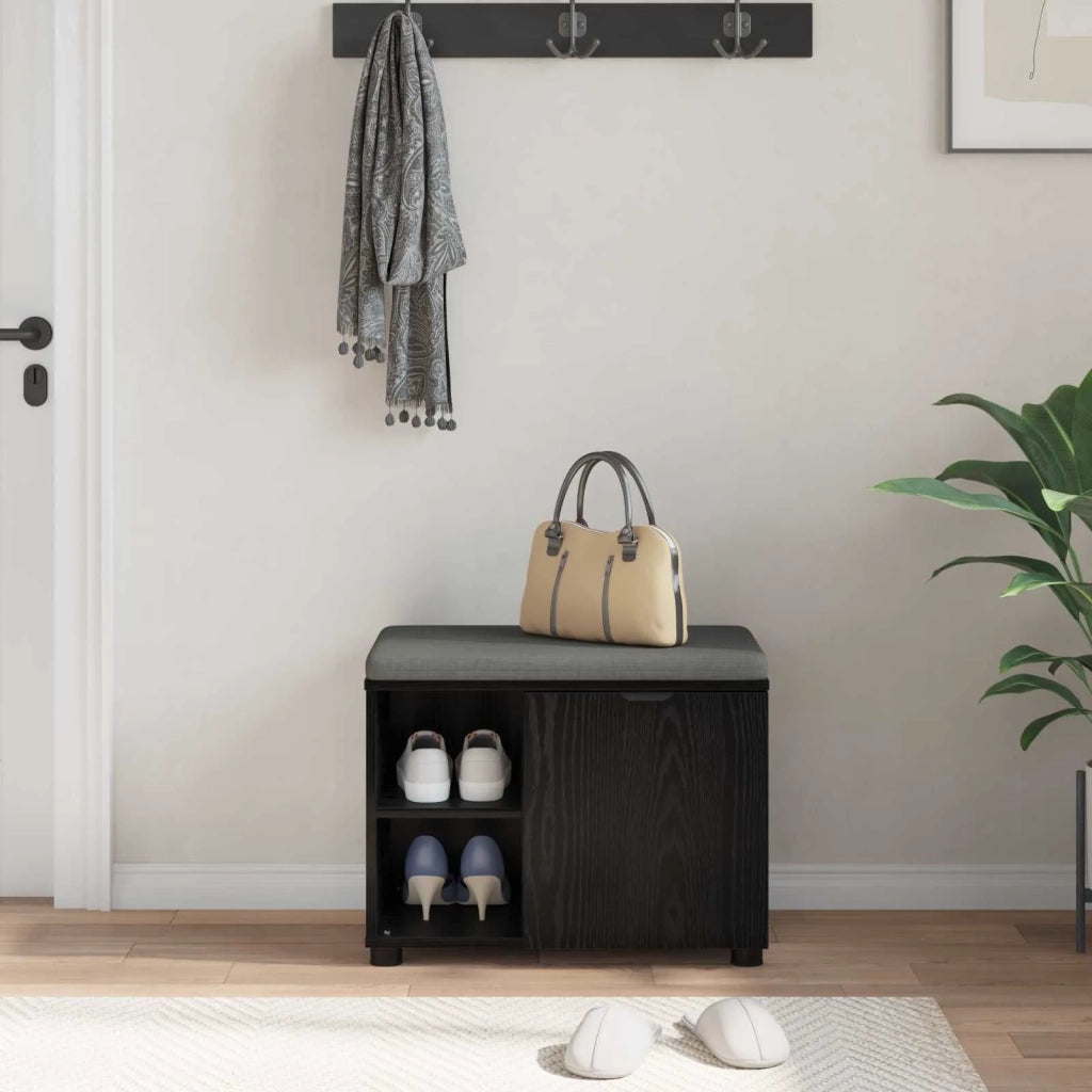 Panca per ingresso con cuscino Rovere Nero 60 x 38 x 46 cm 891497