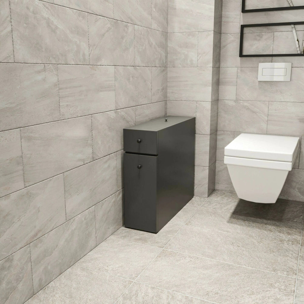 Mobile sottolavabo Isidora, Mobiletto da bagno, Contenitore porta lavabo, Armadio per lavandino, 20x60h55 cm, Antracite