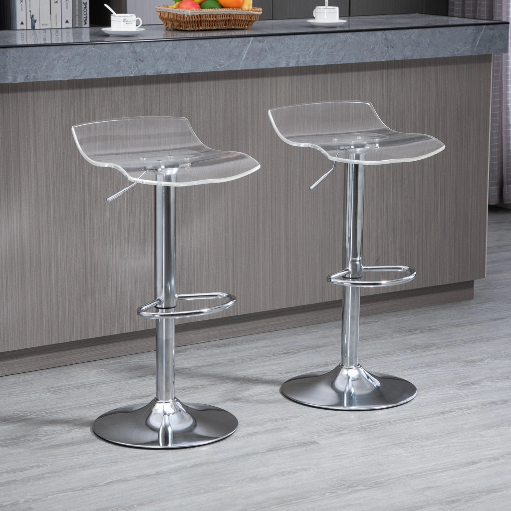 Sgabelli da Bar Set 2 Pezzi con Seduta Girevole e Altezza Regolabile ¨C Zephmum ¨C Metallo e Acrilico Trasparente