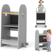 Torre da cucina multifunzionale per bambini, Sgabello per bambini dai 3 anni in su Grigio-Scaffalature