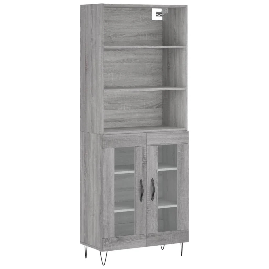 Buffet credenza cassettiera armadio mobile contenitore organizer cucina soggiorno salotto rovere Sonoma alto 69,5 x 34 x 180 cm legno ingegnerizzato grigio 02_0035426
