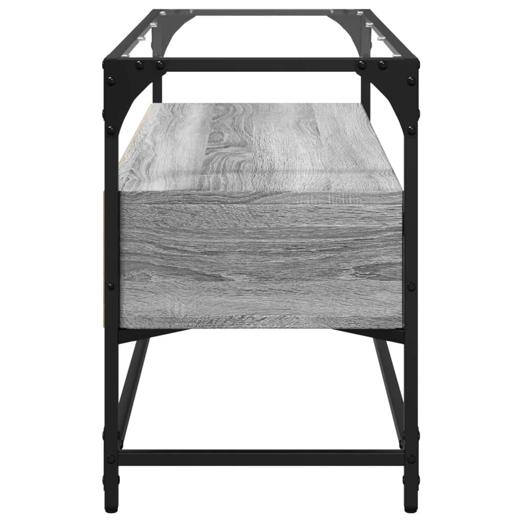 Mobile TV multimediale mensola per TV credenza per TV sala da pranzo soggiorno camera da letto con piano in vetro Sonoma legno ingegnerizzato grigio 02_0026426