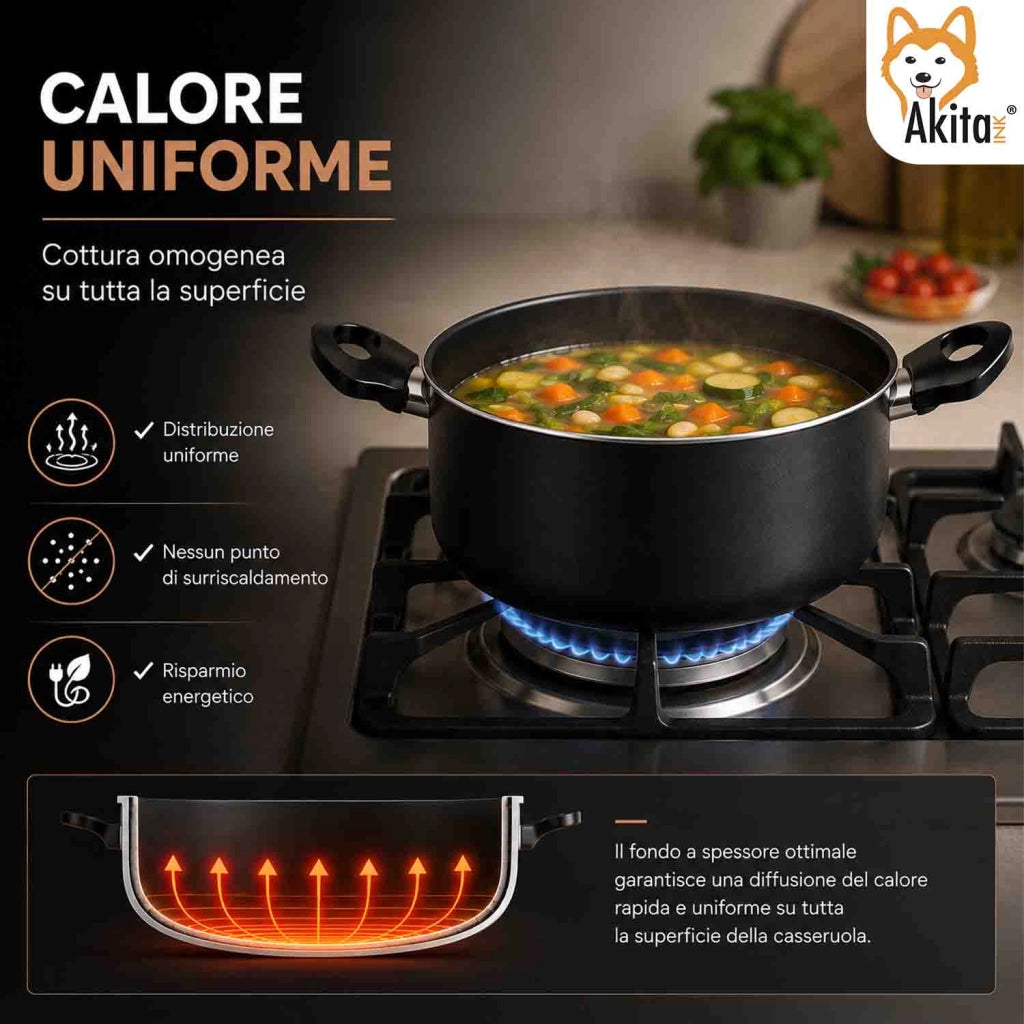 Akitaink Set 2 Casseruole 2 Manici Coperchio In Vetro 20 24 cm