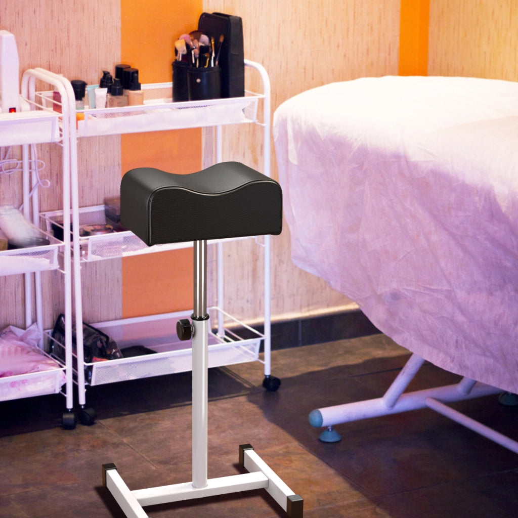 Poggiapiedi pedicure manicure regolabile in altezza con cuscino spesso morbido, Sgabello pedicure estetista Nero-Poltrone massaggianti