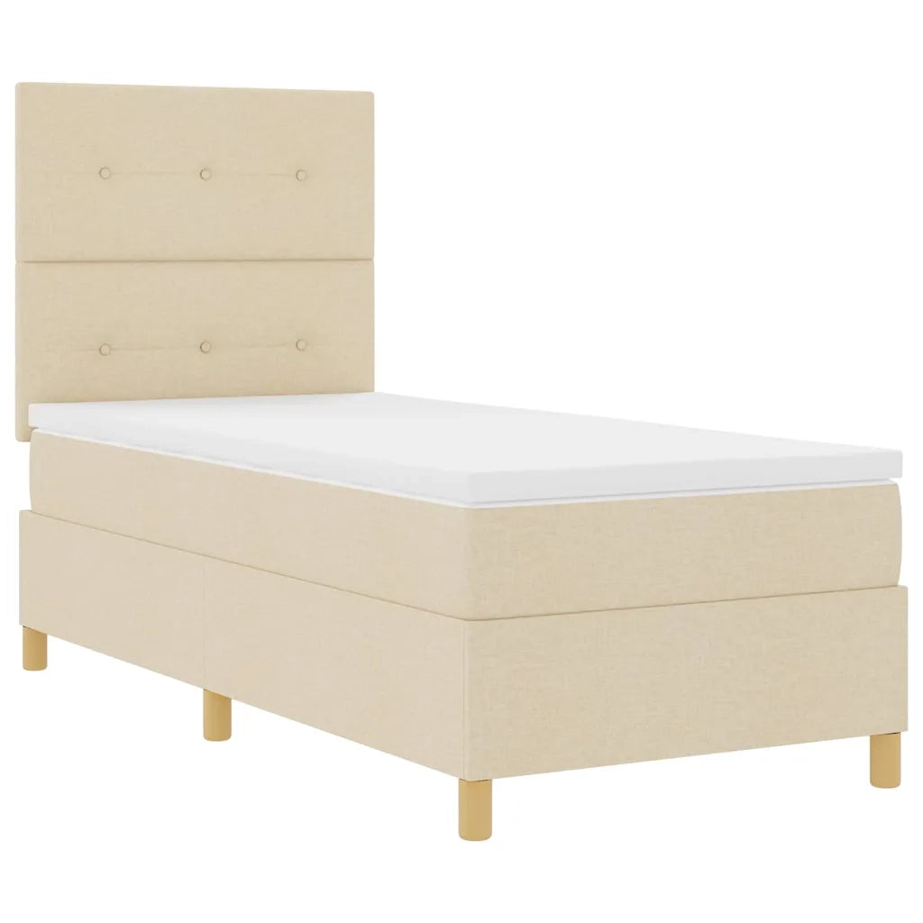 Letto a Sorgente LED con materasso Crema 100 x 200 cm Tessuto