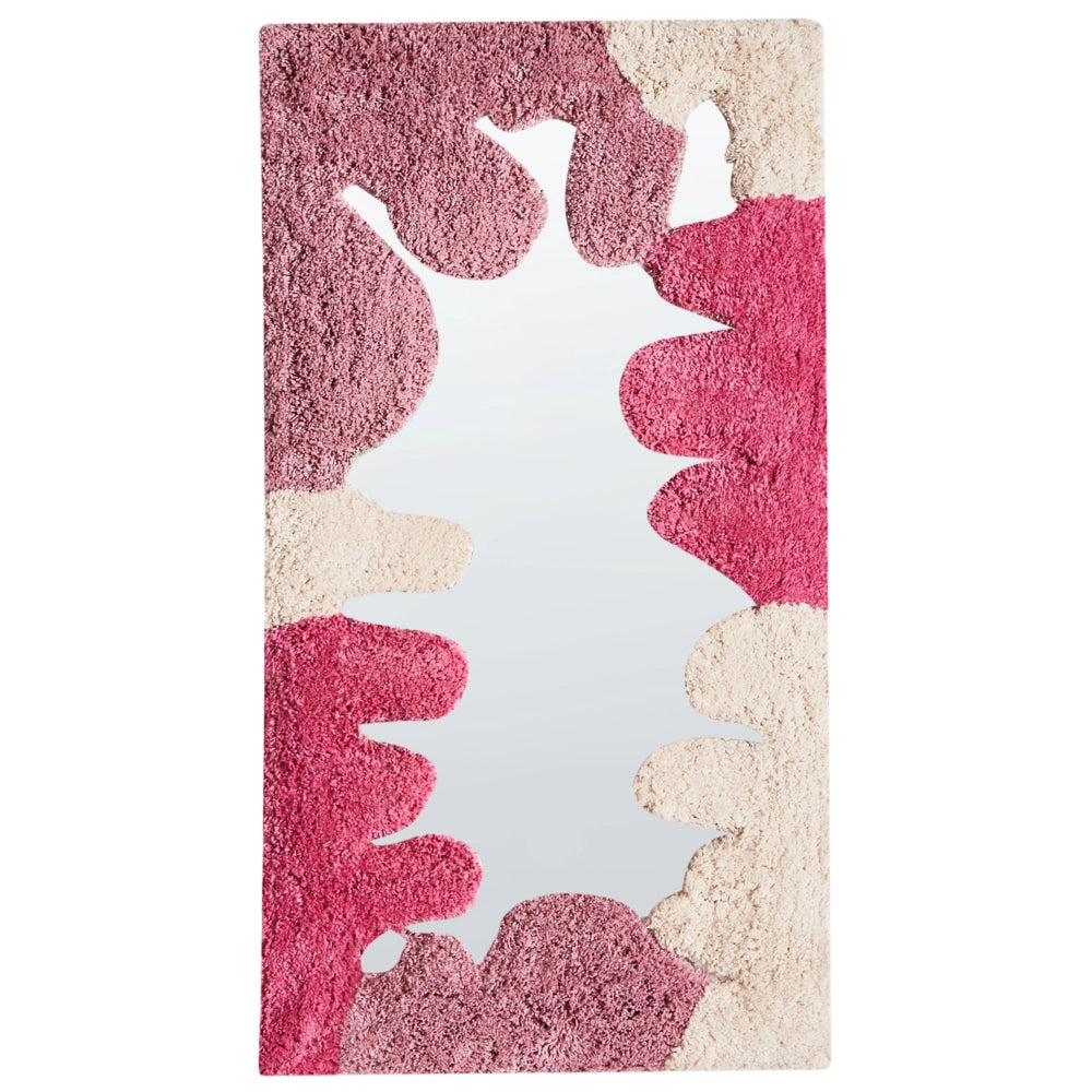 Specchio da parete in cotone rosa 75 x 41 cm Forma rettangolare decorativa Decorazione astratta Accessori per la casa