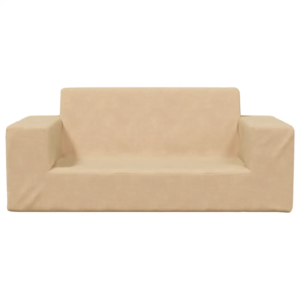 Divano per Bambini a 2 Posti Crema in Morbido Peluche 4104781
