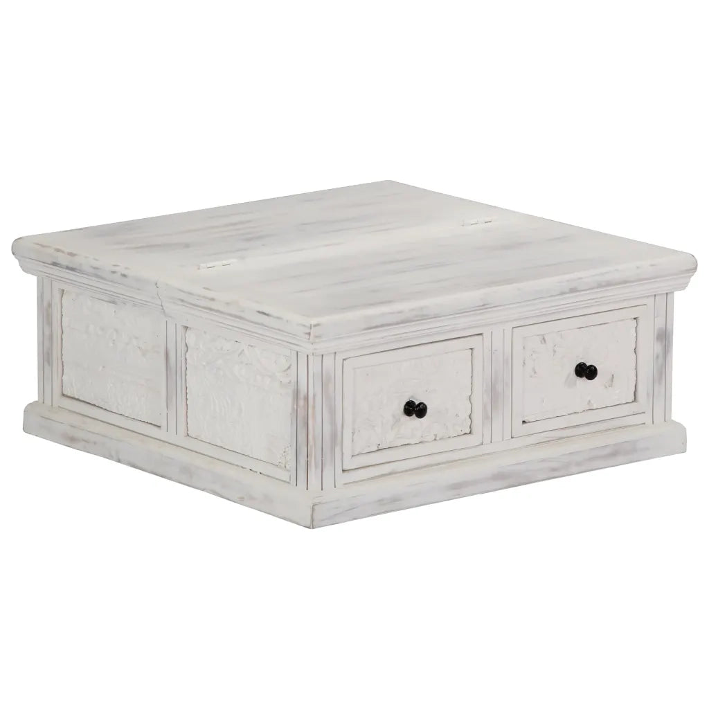 Tavolino da Salotto Bianco 70x70x30 cm Legno Massello di Mango 249872