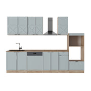 Vicco Cucina componibile Rovere blu-grigio chiaro/oro 300 cm con armadio alto, PL Rovere
