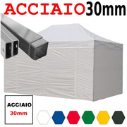 Gazebo 3x4,5 m verde pieghevole portatile estendibile richiudibile estensibile acciaio con laterali per fiere eventi stand chiosco tenda tendone mercato mercatino  