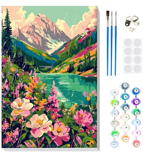 Immagini per Adulti con Cornice - Acrylverf Set - Per Principianti - Hobby Creativo - Incluso Pennelli e Tela - Set di Vernici