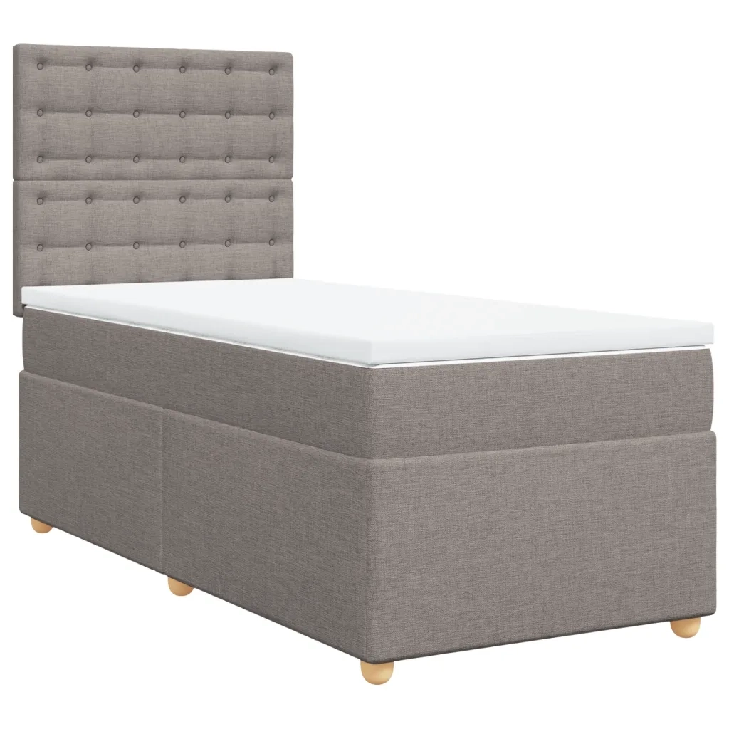 vidaXL Giroletto a Molle con Materasso Tortora 100x200 cm in Tessuto