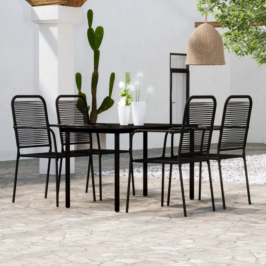 Set Mobili da Pranzo per Giardino 5 pz Nero cod mxl 35160