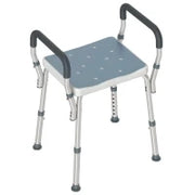Sgabello per Doccia Regolabile con Braccioli e Fori di Drenaggio, in Alluminio, HDPE e EVA, 52x45x57-69 cm