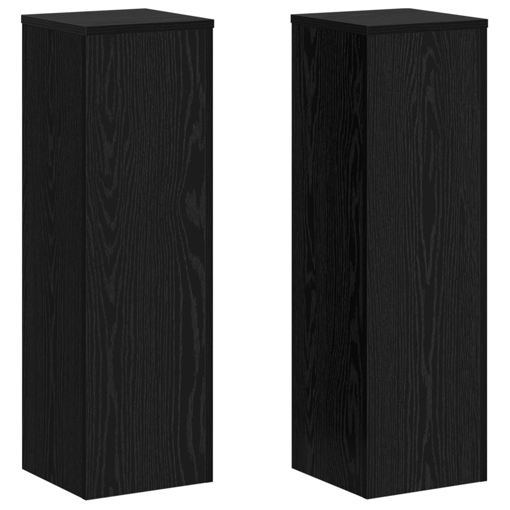 Portapiante 2 pezzi in rovere nero 25x25x80 cm in legno ingegnerizzato